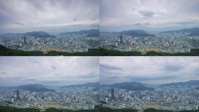 4K.韩国釜山城市景观的延时视图