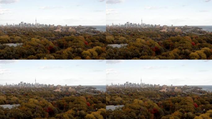 安大略省多伦多的空中拍摄，秋天色彩优美。