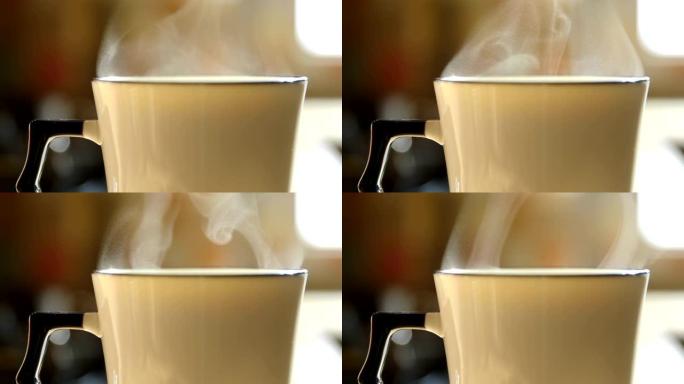 热饮热气腾腾咖啡杯子冒热气的杯子视频素材
