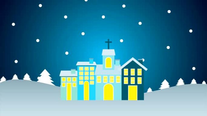圣诞快乐动画与邻居在雪景