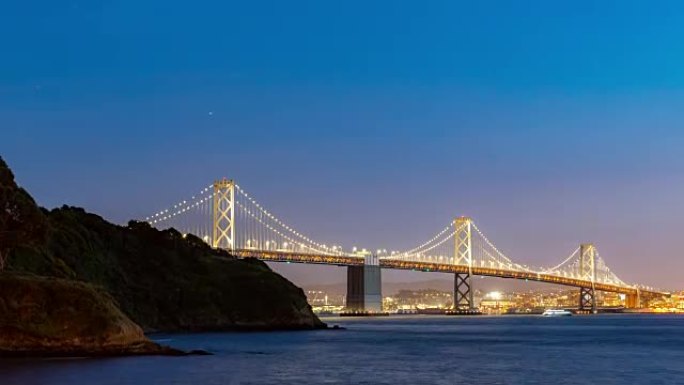 美国日落加利福尼亚州金银岛黄昏时分旧金山湾大桥