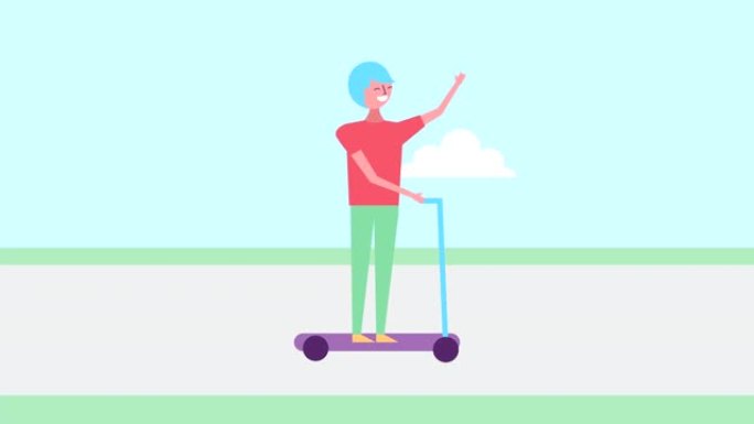 滑板角色的年轻人mg二维动画