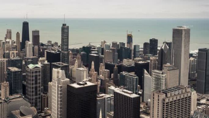 伊利诺伊州芝加哥云芝加哥天际线的T/L HA TD鸟瞰图