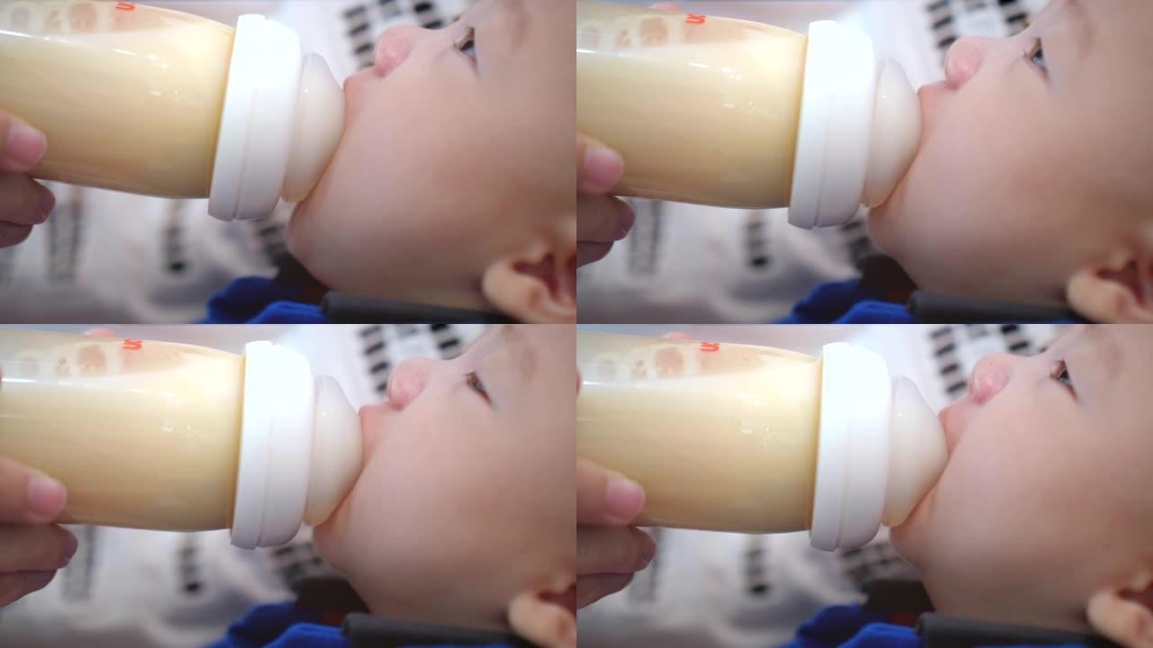 婴儿喝牛奶幼儿喝奶喂奶下孩子喝奶