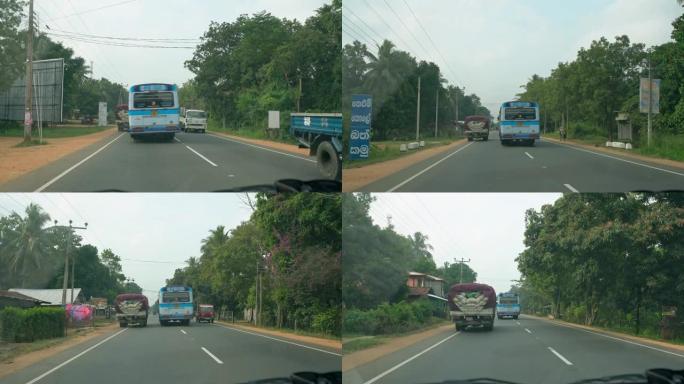 斯里兰卡公路上的MS汽车、公共汽车和卡车