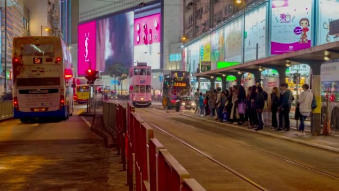 4K时光流逝:香港人行道上的人们。(苹果PRORES 422(总部))。4 k运输、香港。平移风格