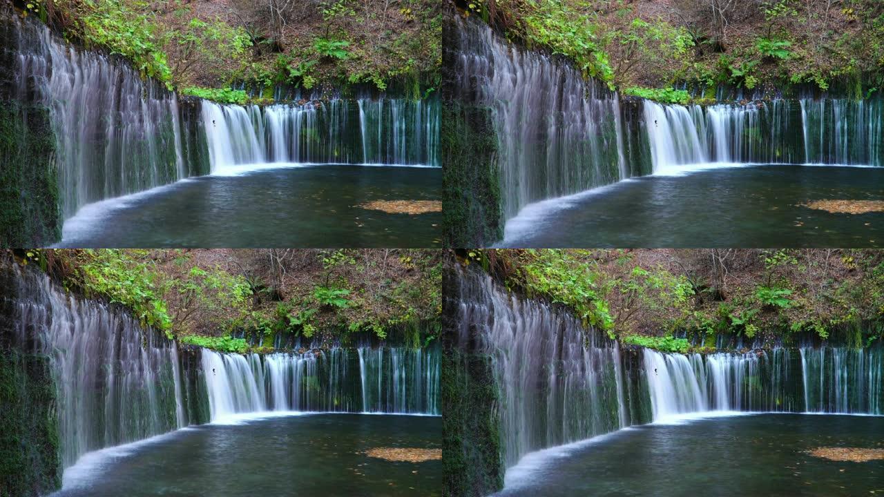 4k长曝光: 日本长野轻井泽白人瀑布。