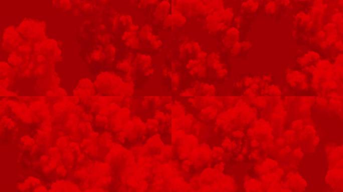 抽象的红色天空无缝。红色的烟雾循环3d动画。