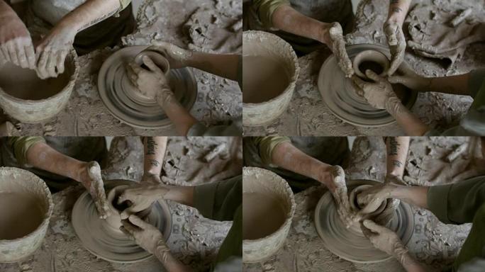 制作陶器的工匠之手