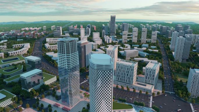 城市生长城市变迁楼生长建筑动画
