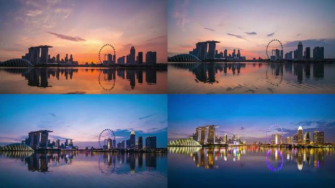 日落时的新加坡城市