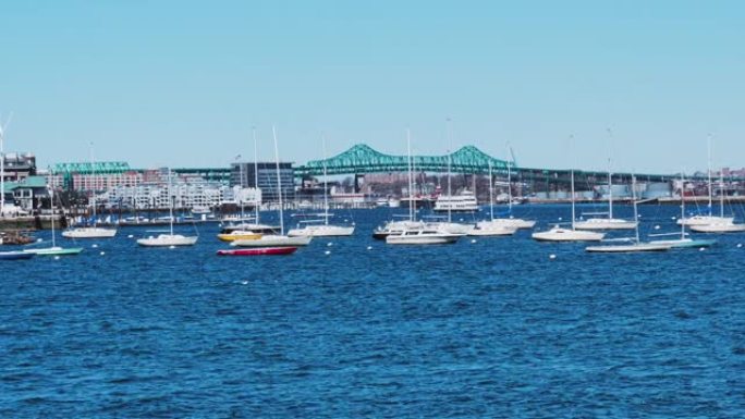 拥有许多帆船的波士顿港