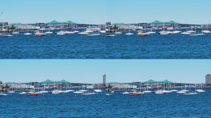 拥有许多帆船的波士顿港
