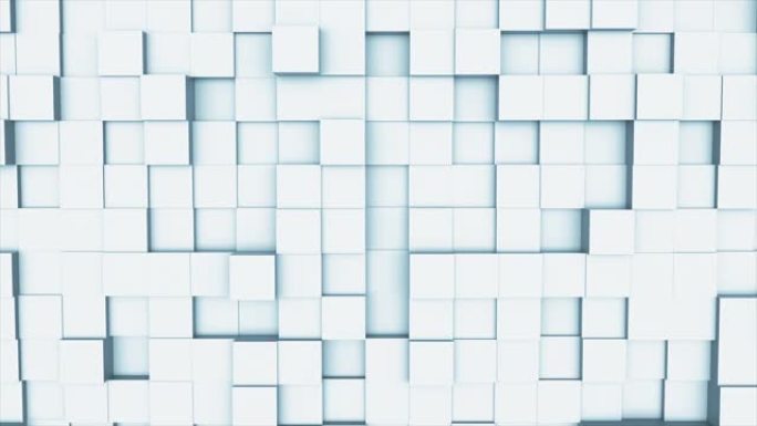 随机挥舞运动抽象背景从方形几何表面环: 明亮干净的最小正方形网格图案，帆布在纯墙建筑白色。无缝循环c