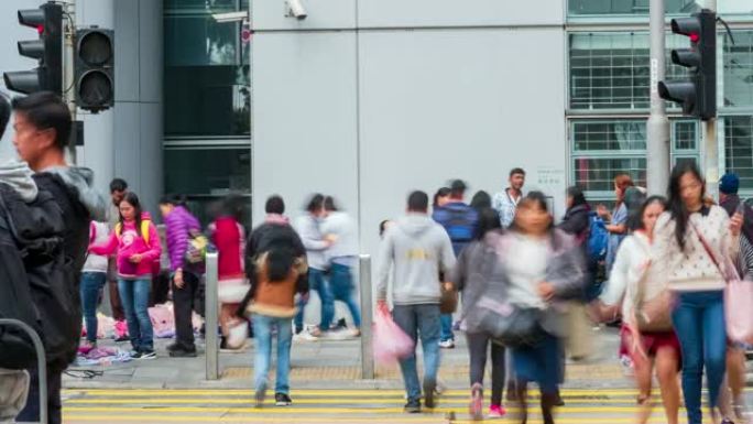 4k延时 (4096x2160): 人们在香港的人行道上行走。(APPLE PRORES 422(H