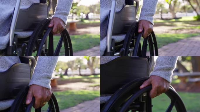 需要练习腿脚不便手推轮椅特写坐轮椅