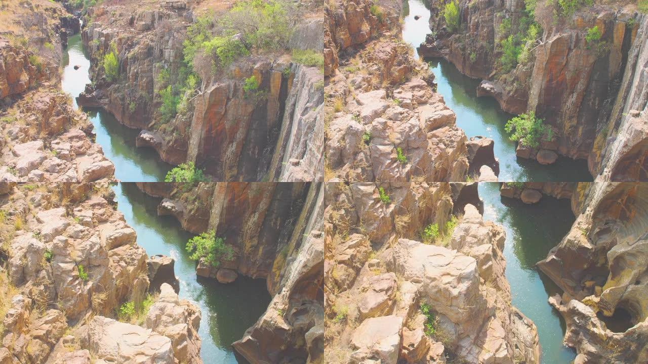 河流和岩石地层的鸟瞰图