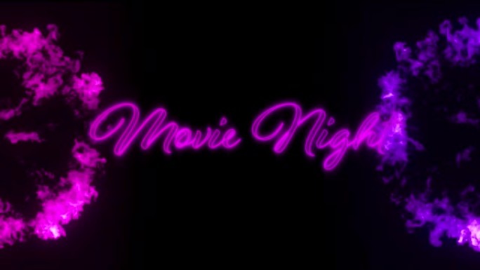 黑色背景上紫色霓虹灯的电影之夜标志