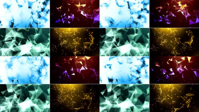 彩色丛背景与复制空间。四个不同视频的拼贴画。