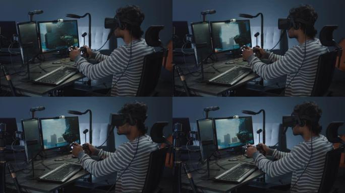 男子玩VR游戏游戏VR眼睛虚拟现实