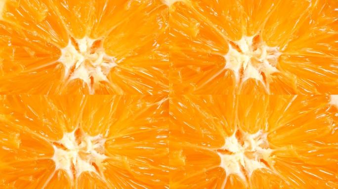极端特写橙色水果剖面图内部果粒视频素材