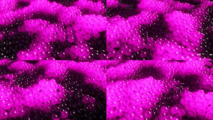带有抽象运动的紫色动态发光球。无缝循环3d渲染