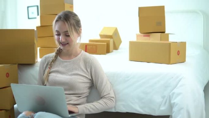 包装盒外国女人视频实拍