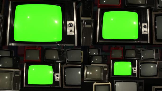 80年代电视绿屏与许多80年代电视。多莉。