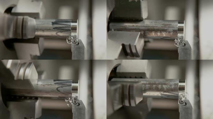宏: 数控机床在螺栓制造过程中旋转一根短金属杆。