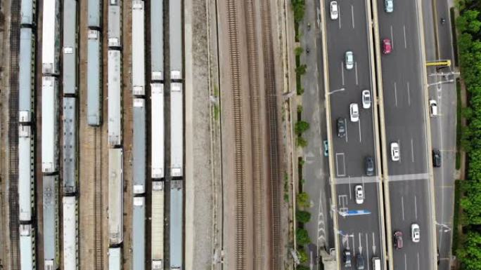 火车站的无人机视图 (实时)