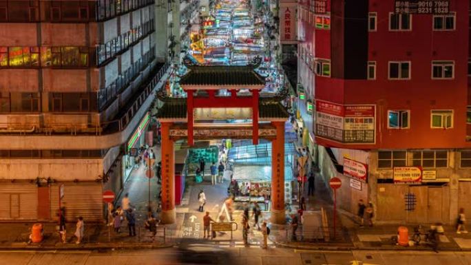 香港马车站庙街夜市4k延时场景