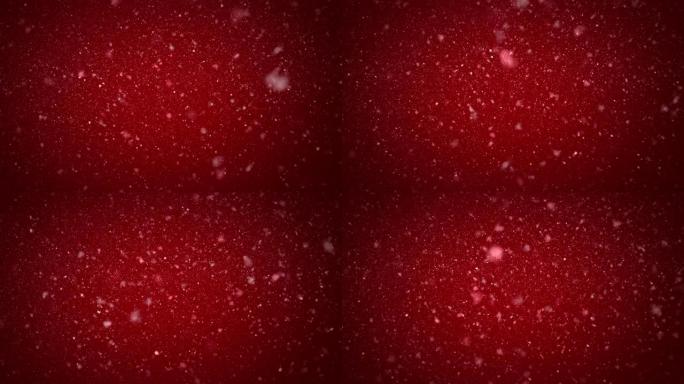 深色圣诞红色背景的抽象雪