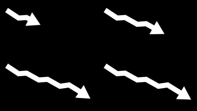 箭头向下危机动画图标黑色背景。经济简单移动
