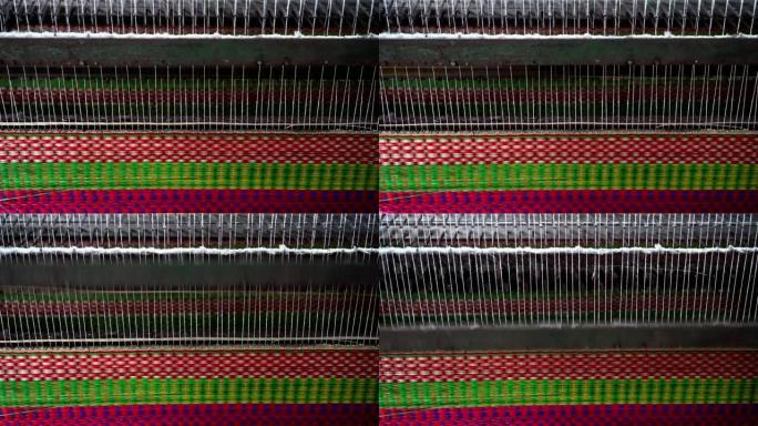 4k镜头场景垫子织机特写越南东塔丁延老传统村庄的传统越南垫子，传统和制造概念