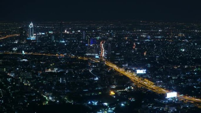 延时和放大: 泰国曼谷的城市景观和路灯。
