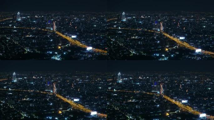 延时和放大: 泰国曼谷的城市景观和路灯。