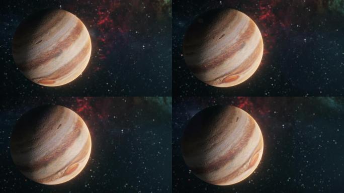 开放空间中的木星木星旋转宇宙星空三维木星