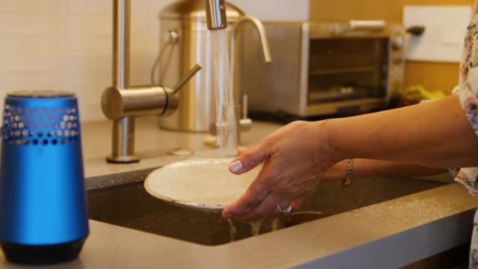 高级女性用空气清新剂在水槽里洗碗
