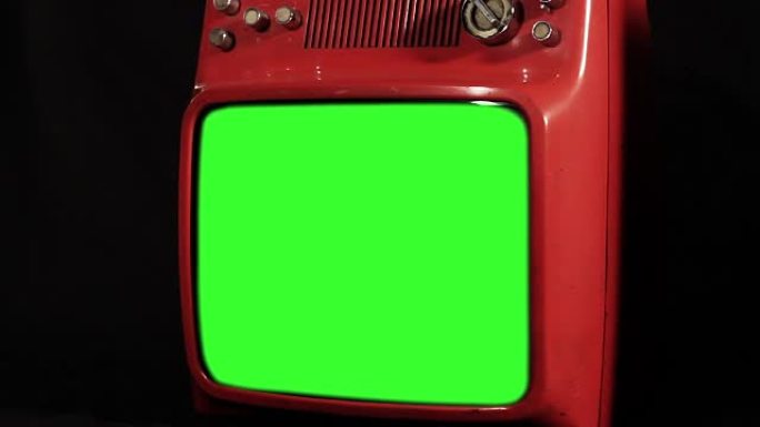 旧红色电视绿屏。老电视绿幕素材