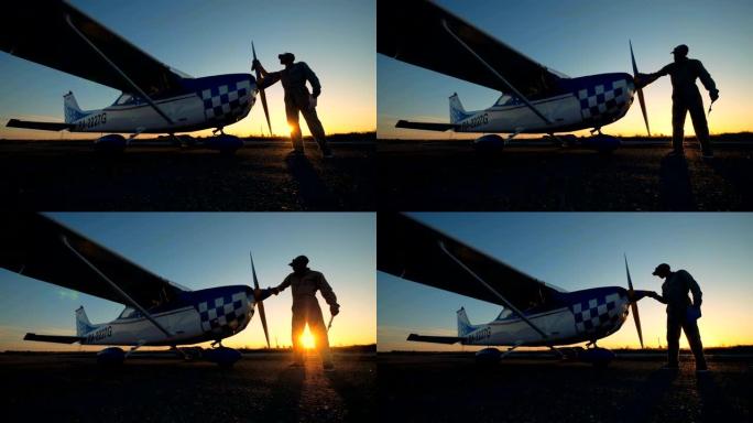 个人清洁轻型私人飞机螺旋桨。