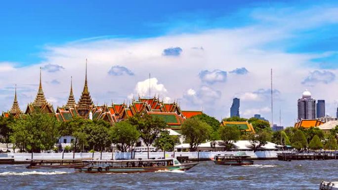 4K.泰国曼谷大皇宫著名景点的时间流逝地标-