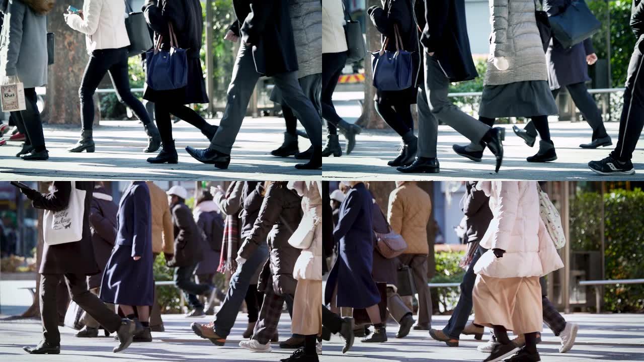 日本商人步行上班挎包行走