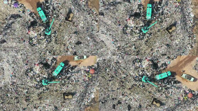 垃圾山的俯视图城市建设经济发展绿水青山