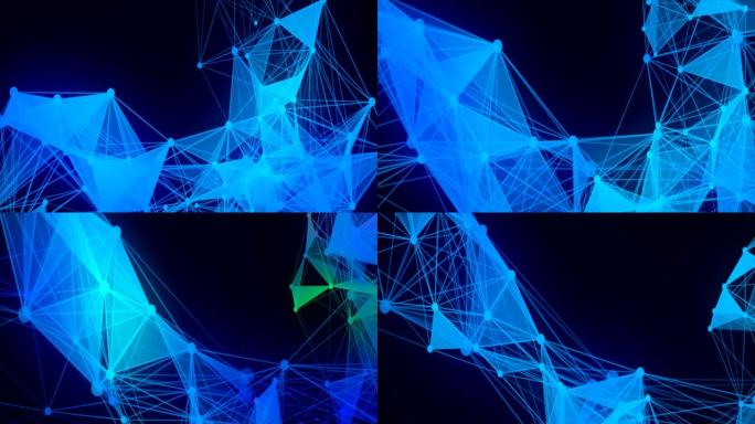 数字抽象背景蓝色闪烁不规则几何图形连线联