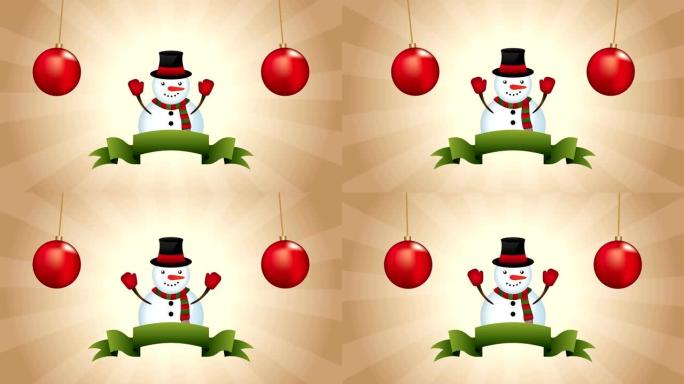 圣诞快乐动画与雪人角色