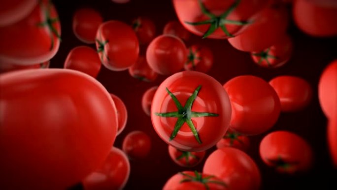 3D新鲜水果番茄4k动画慢动作