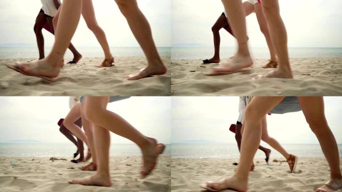 暑假的朋友海滨海滩美腿退步