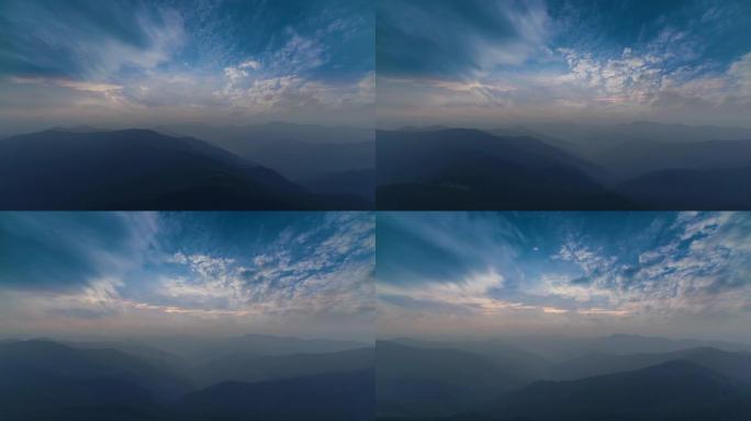 雾山上空的飞行。过度下垂