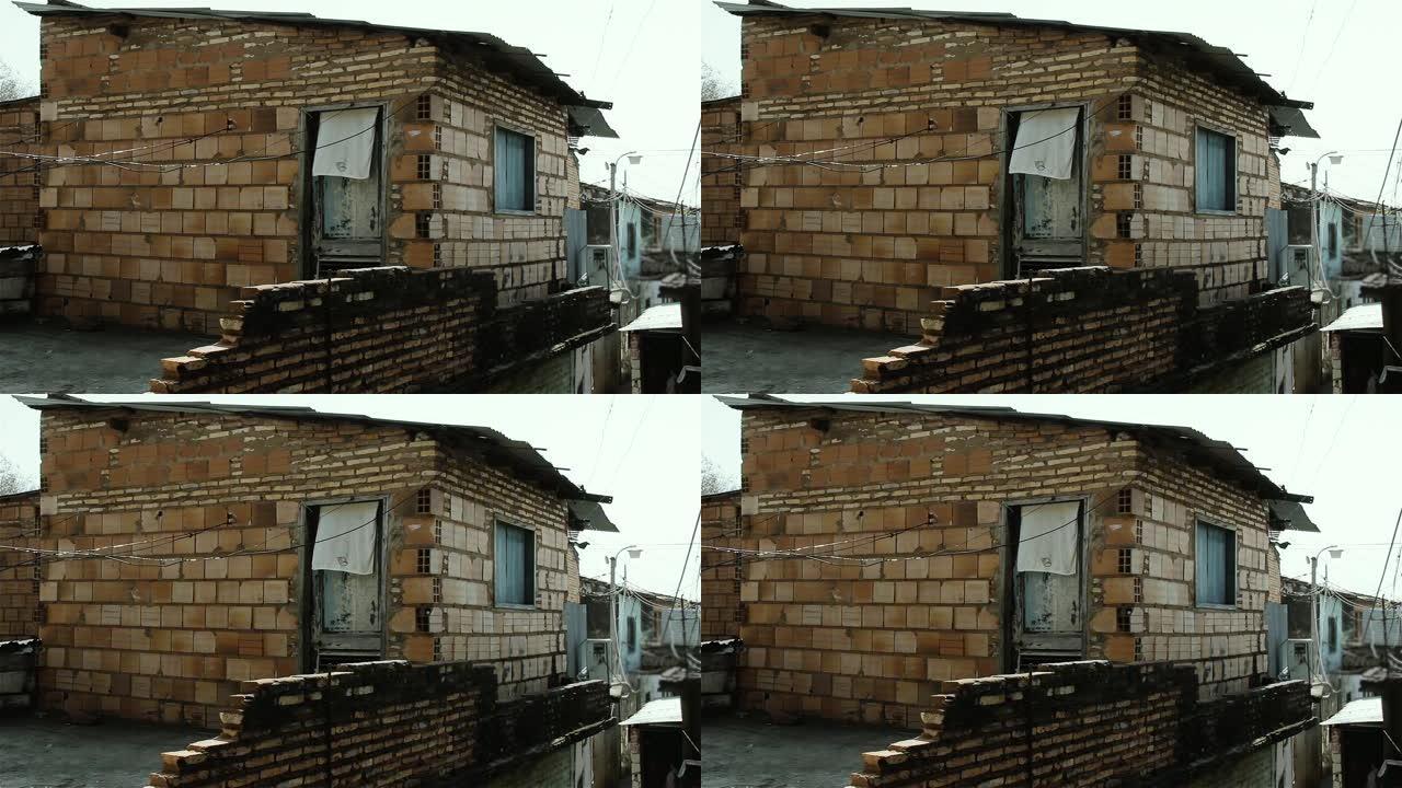 巴拉圭亚松森可怜的砖房。