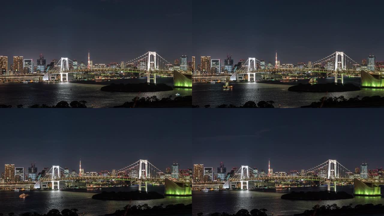 延时: 空中东京彩虹桥与东京东京晚塔日本